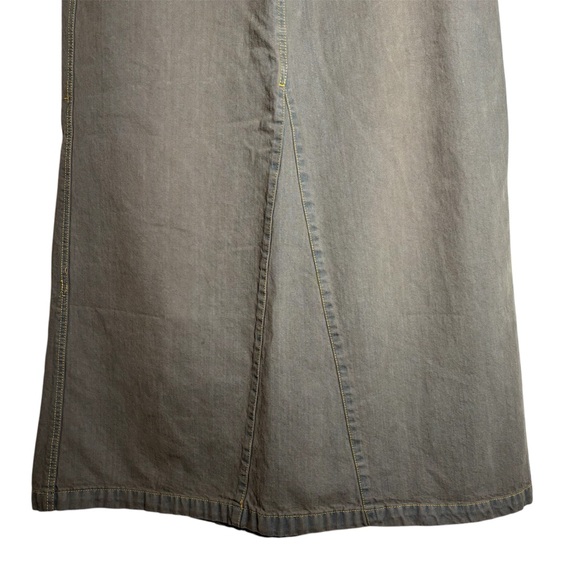 Urban Outfitters Renewal Remade Overdyed Denim Maxi Skirt Brown/Green Size 14 - Picture 2 of 5